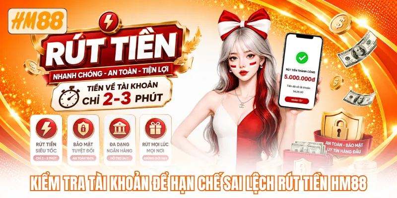 Kiểm tra tài khoản để hạn chế sai lệch rút tiền HM88 Kiểm tra tài khoản để hạn chế sai lệch rút tiền HM88